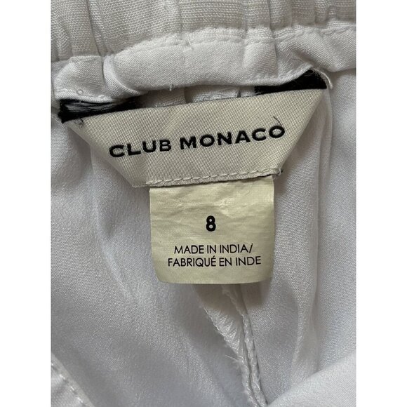 Club Monaco White Paperbag Shorts Size 8 Linen Blend Lined With Stretch Waist - Picture 2 of 3